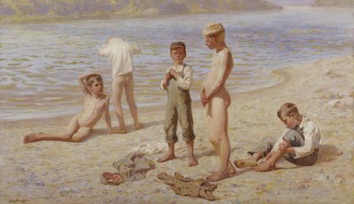 Boys Bathing by Alexander Grinager
